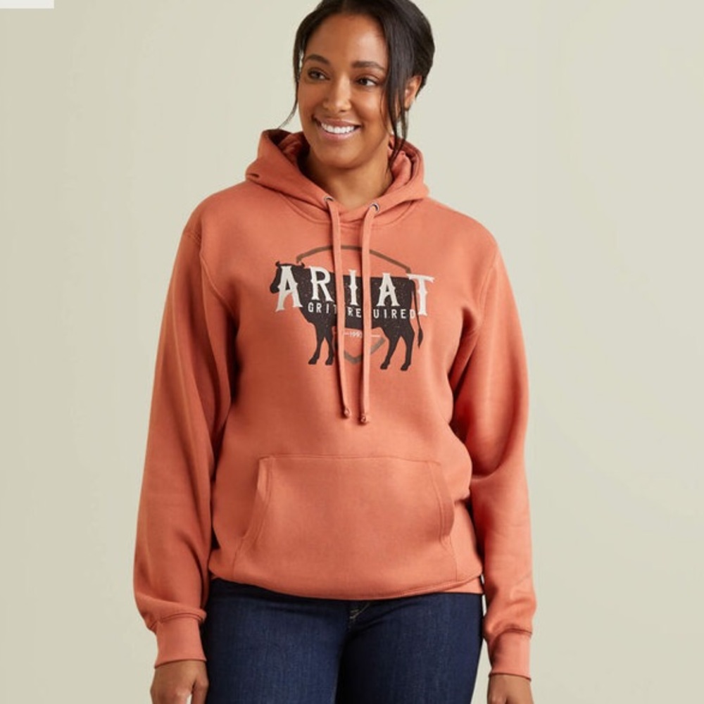 Ariat Rust Orange Logo Hooded Sweatshirt